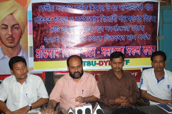 DYFI, SFI,TYF and TSU will hold protest rally from September to December